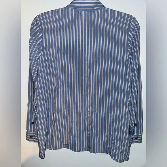 J. Jill women’s Striped Button Down‎ Blouse small petite Blue White lightweight - Picture 2 of 5